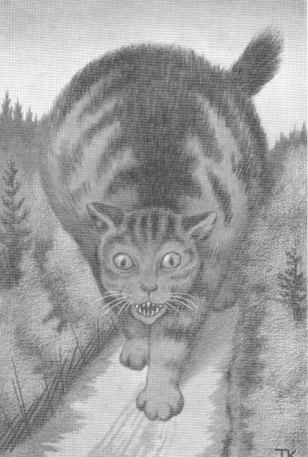 Theodor Kittelsen《貪吃的虎斑貓》